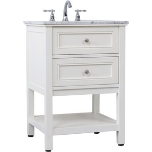 Elegant Decor Metropolis 24&quot Single Marble Top Bathroom Vanity in White