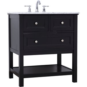 Elegant Decor Metropolis 30&quot Single Marble Top Bathroom Vanity in Black