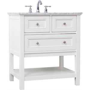 Elegant Decor Metropolis 30&quot Single Marble Top Bathroom Vanity in White