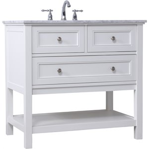 Elegant Decor Metropolis 36&quot Single Marble Top Bathroom Vanity in White