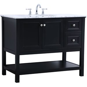 Elegant Decor Metropolis 42&quot Single Marble Top Bathroom Vanity in Black