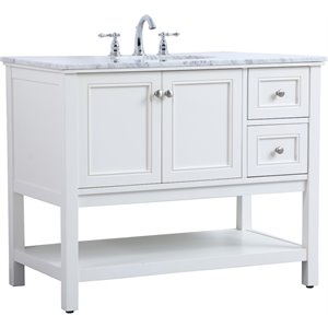 Elegant Decor Metropolis 42&quot Single Marble Top Bathroom Vanity in White