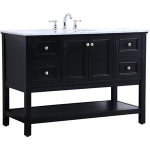 Elegant Decor Metropolis 48&quot Single Marble Top Bathroom Vanity in Black