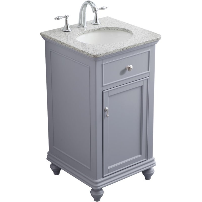 Single Granite Top Bathroom Vanity, White Bathroom Vanity With Grey Granite Top
