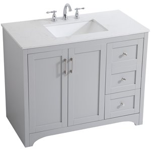 elegant decor moore quartz top bathroom vanity in gray