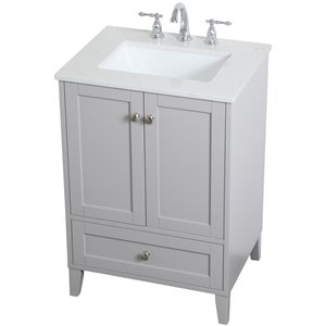 Elegant Decor Sommerville 24&quot Single Quartz Top Bathroom Vanity in Gray