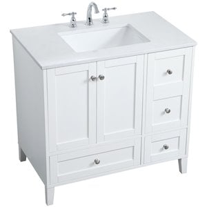 Elegant Decor Sommerville 36&quot Single Quartz Top Bathroom Vanity in White