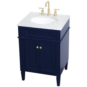 Elegant Decor Williams 24&quot Single Marble Top Bathroom Vanity in Blue