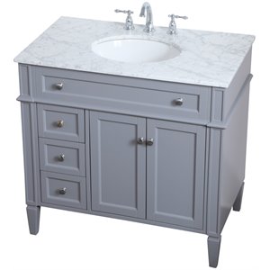 Elegant Decor Williams 36&quot Single Marble Top Bathroom Vanity in Gray