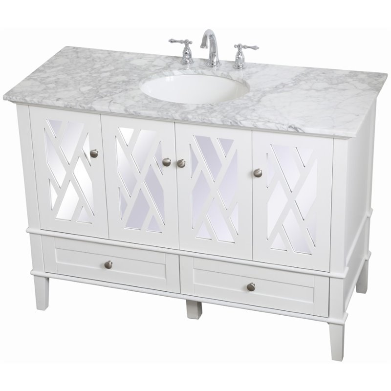 Elegant Decor Luxe 48 Single Marble, 48 Bathroom Vanity With Carrara Marble Top