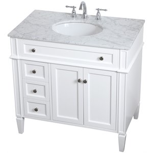 Elegant Decor Williams 36&quot Single Marble Top Bathroom Vanity in White