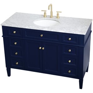 Elegant Decor Williams 48&quot Single Marble Top Bathroom Vanity in Blue