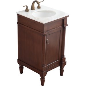 elegant decor lexington marble top bathroom vanity in walnut