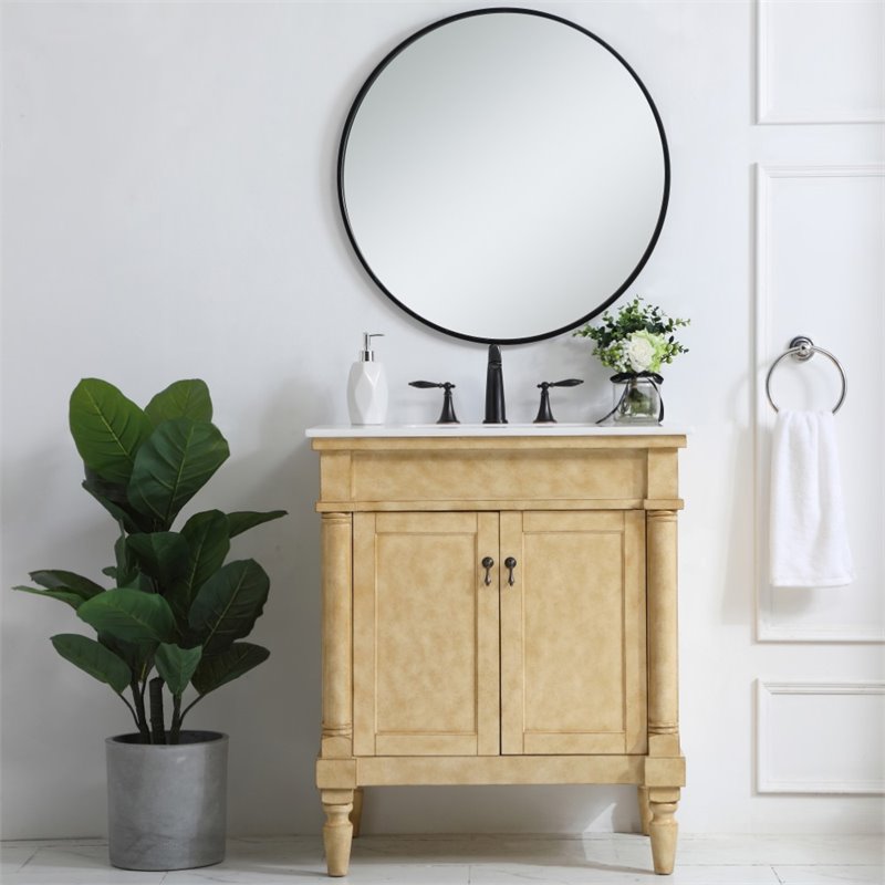 Elegant Decor Lexington 30" Single Marble Top Bathroom Vanity in