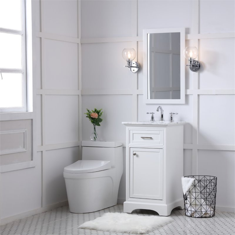 Elegant Decor Americana 19 Single Marble Top Bathroom Vanity In White Vf15019wh