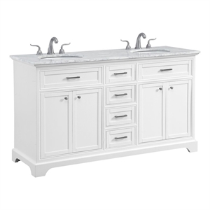 elegant decor americana 60&quot wood double bathroom vanity in white