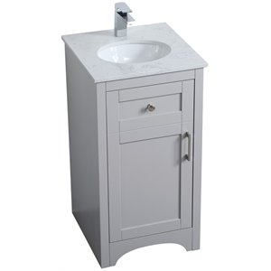 Elegant Decor Moore 18&quot Single Quartz Top Bathroom Vanity in Gray
