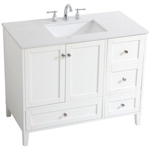 Elegant Decor Sommerville 42&quot Single Quartz Top Bathroom Vanity in White