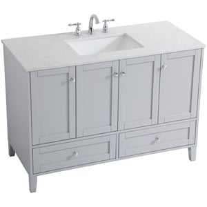 Elegant Decor Sommerville 48&quot Single Quartz Top Bathroom Vanity in Gray