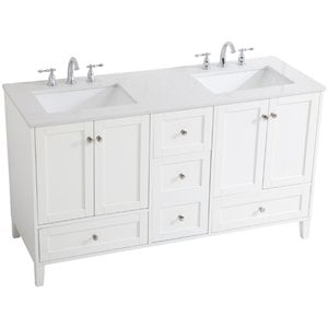 Elegant Decor Sommerville 60&quot Double Quartz Top Bathroom Vanity in White