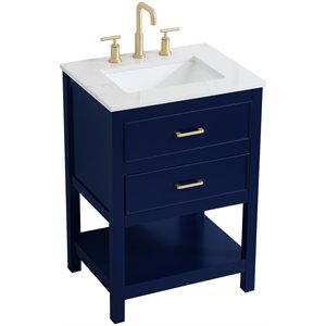 Elegant Decor Sinclaire 24&quot Wood Single Bathroom Vanity in Blue