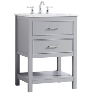 elegant decor sinclaire quartz top bathroom vanity in gray