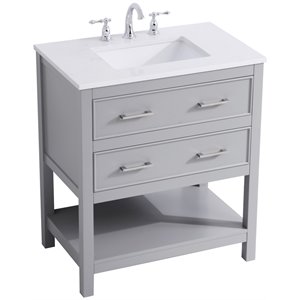Elegant Decor Sinclaire 30&quot Single Quartz Top Bathroom Vanity in Gray