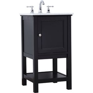 Elegant Decor Metropolis 19&quot Single Marble Top Bathroom Vanity in Black