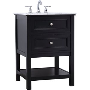 Elegant Decor Metropolis 24&quot Single Marble Top Bathroom Vanity in Black