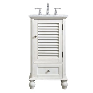 Elegant Decor Rhodes 19&quot Single Marble Top Bathroom Vanity in Antique White