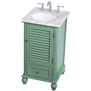 Elegant Decor Rhodes 19&quot Single Marble Top Bathroom Vanity in Vintage Mint