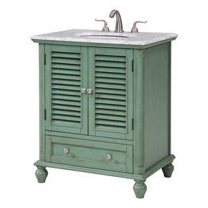 Elegant Decor Rhodes 30&quot Wood Single Bathroom Vanity in Vintage Mint Green