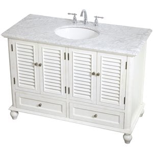 Elegant Decor Rhodes 48&quot Single Marble Top Bathroom Vanity in Antique White