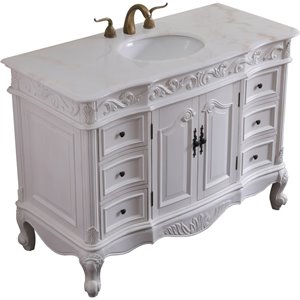 elegant decor oakland marble top bathroom vanity in antique white