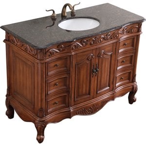 Elegant Decor Oakland 48&quot Single Marble Top Bathroom Vanity in Teak