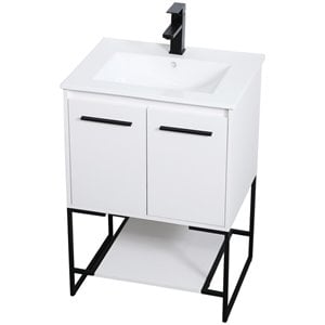 Elegant Decor Gerard 24&quot Single Porcelain Top Bathroom Vanity in White