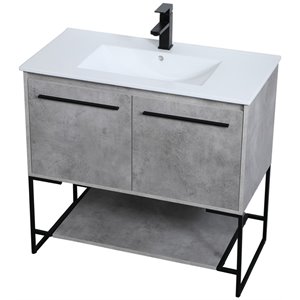 elegant decor gerard porcelain top bathroom vanity in concrete gray
