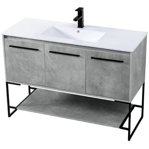 Elegant Decor Gerard 48&quot Single Porcelain Top Bathroom Vanity in Concrete Gray