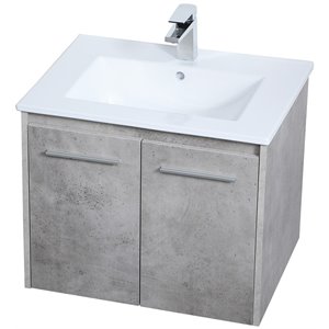 elegant decor rasina porcelain top floating bathroom vanity in gray