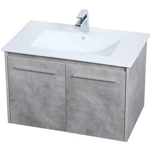 Elegant Decor Rasina 30&quot Single Porcelain Top Floating Bathroom Vanity in Gray