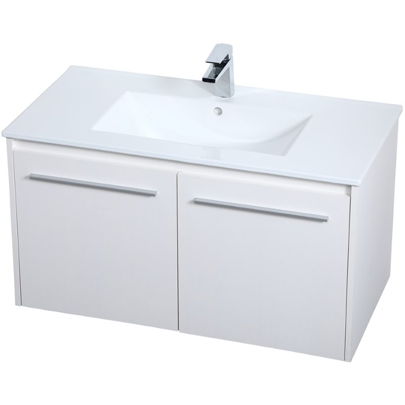 Elegant Decor Rasina 36 Single Porcelain Top Floating Bathroom Vanity In White Vf44036wh