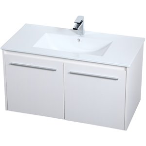 Elegant Decor Rasina 36&quot Single Porcelain Top Floating Bathroom Vanity in White