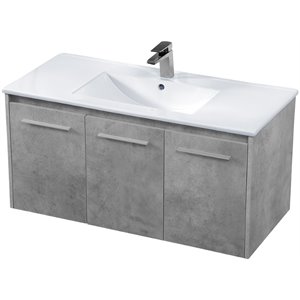 Elegant Decor Rasina 40&quot Single Porcelain Top Floating Bathroom Vanity in Gray