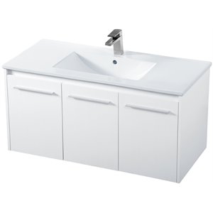 Elegant Decor Rasina 40&quot Single Porcelain Top Floating Bathroom Vanity in White