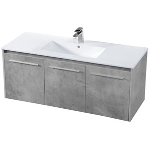 Elegant Decor Rasina 48&quot Single Porcelain Top Floating Bathroom Vanity in Gray