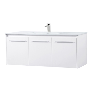 Elegant Decor Rasina 48&quot Single Porcelain Top Floating Bathroom Vanity in White