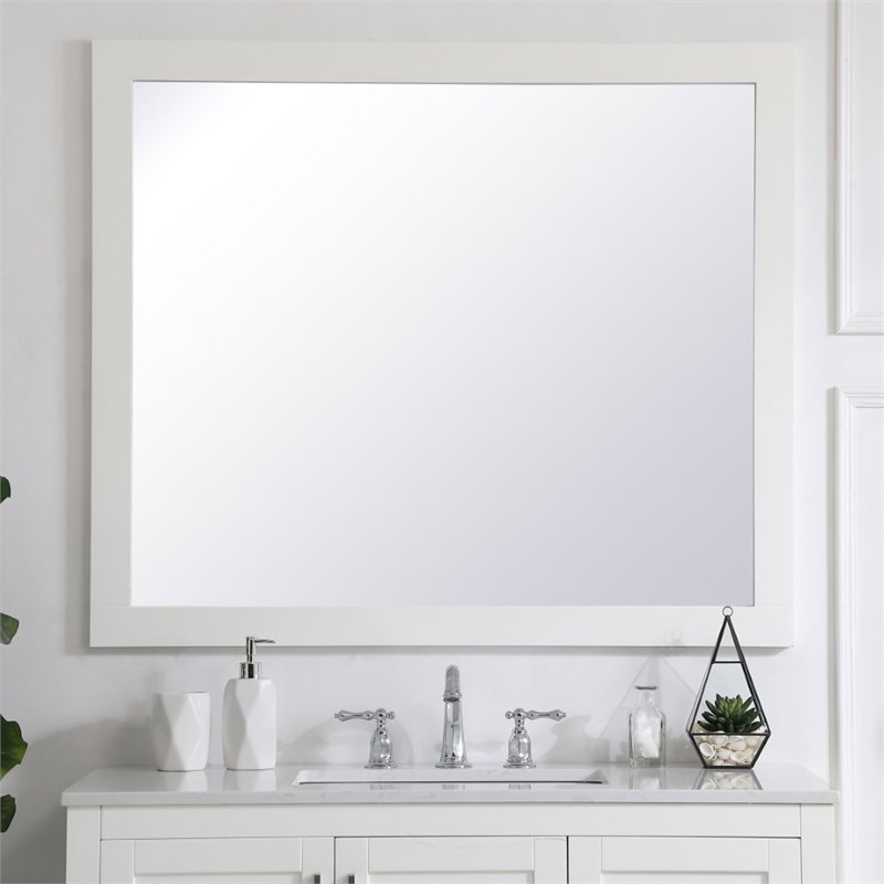 Elegant Decor Aqua 36 X 42 Wood Frame, White Vanity Mirrors