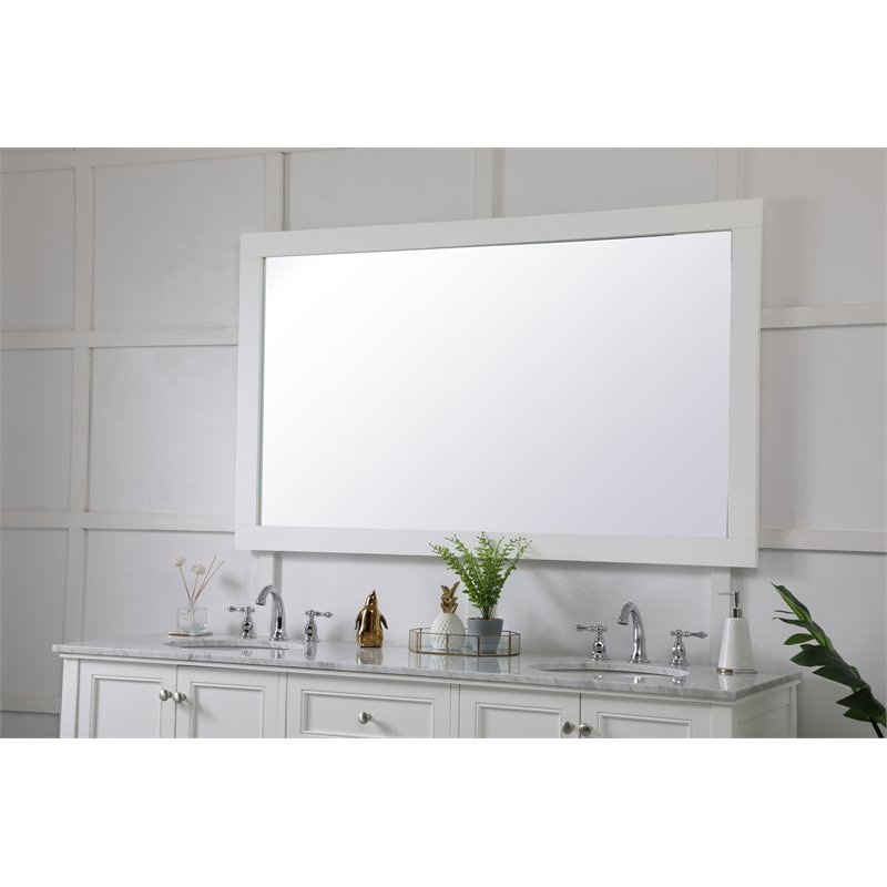 Elegant Decor Aqua 36" x 60" Wood Frame Bathroom Mirror in White