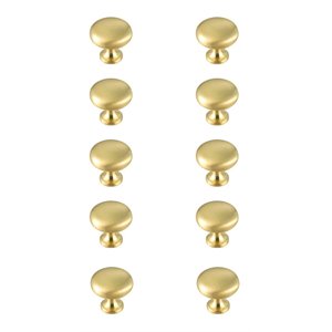 Elegant Decor Cadon 1.2&quot Zinc Alloy Mushroom Knob Multipack in Gold (Set of 10)