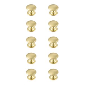 Elegant Decor Kaid 1.2&quot Zinc Alloy Mushroom Knob Multipack in Gold (Set of 10)